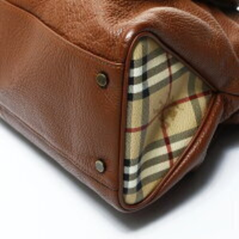 Burberry Leather Nova Check Handbag Brown - Picture 6 of 13